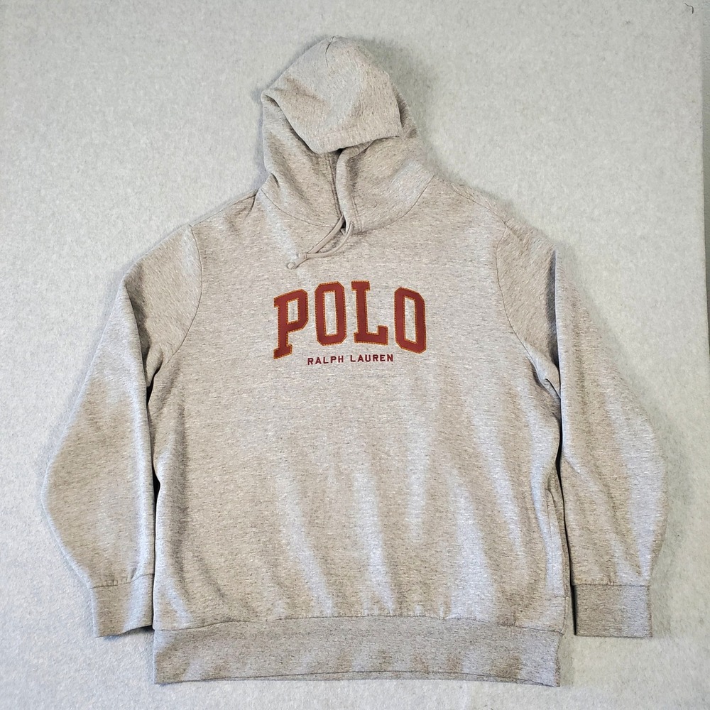Polo Ralph Lauren Hoodie Sweatshirt Mens XXL Gray Heather Varsity Logo Fleece